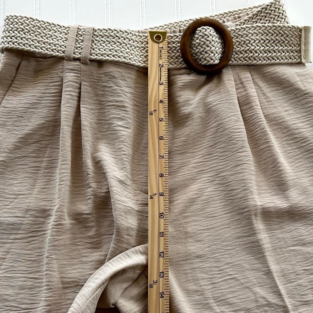 Jules & Leopold Pants Large Women Cream Excellent Linen Ribbed Belted Wide Leg - Picture 5 of 10
